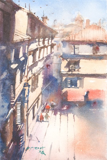 Watercolor painting of Piazza Navona