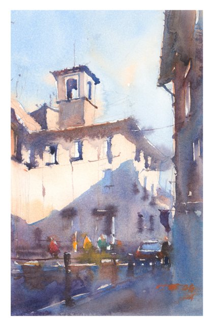 Watercolor Painting of Orvieto Public Library