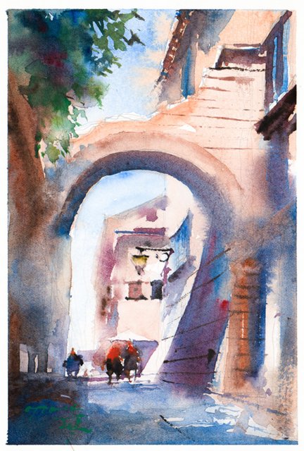 Watercolor painting of the Civita gate