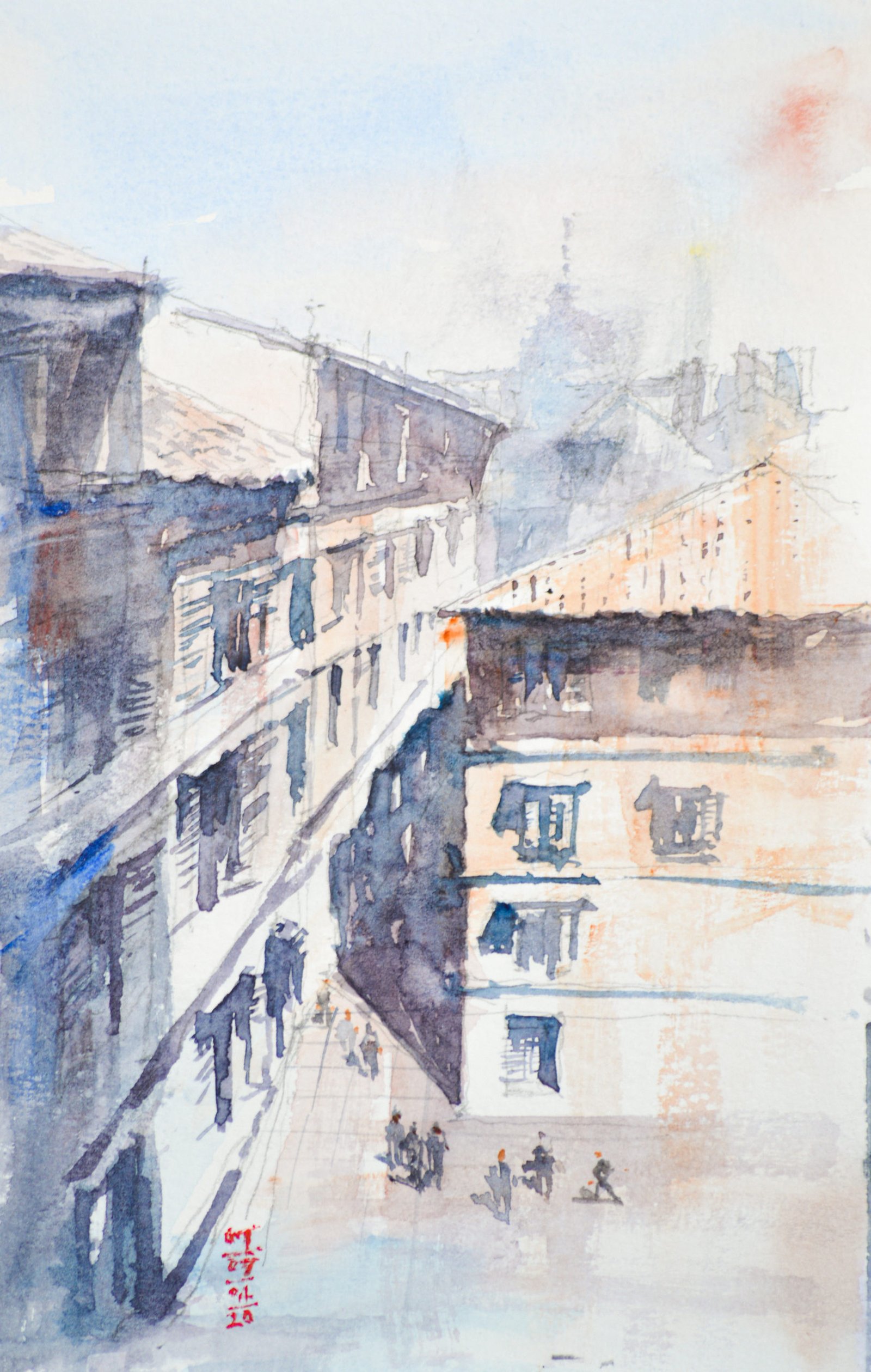 Watercolor Sketch of Italian Alley