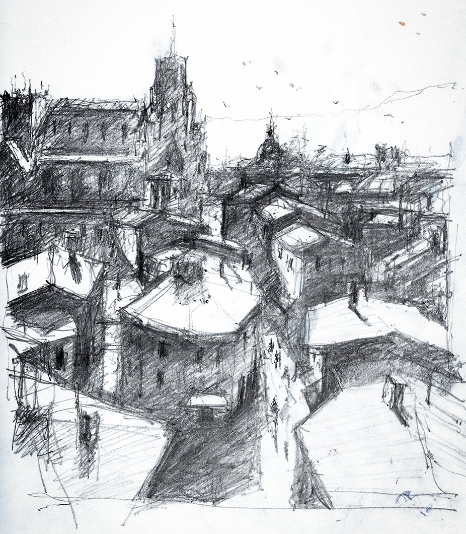 Pencil Sketch of Orvieto, Italy
